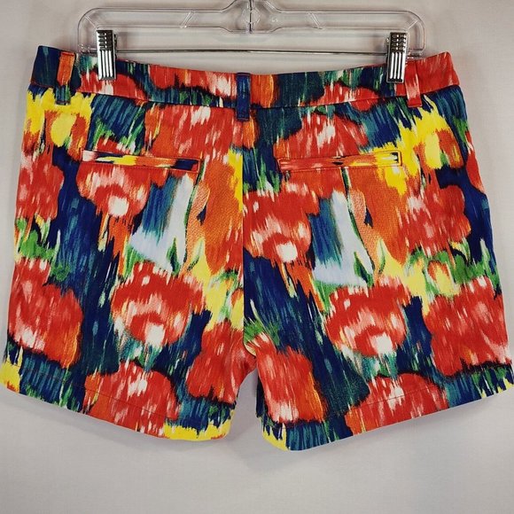 Merona Shorts Womens Size 8 Floral Red and Blue Flat Front With Pockets - Picture 2 of 6